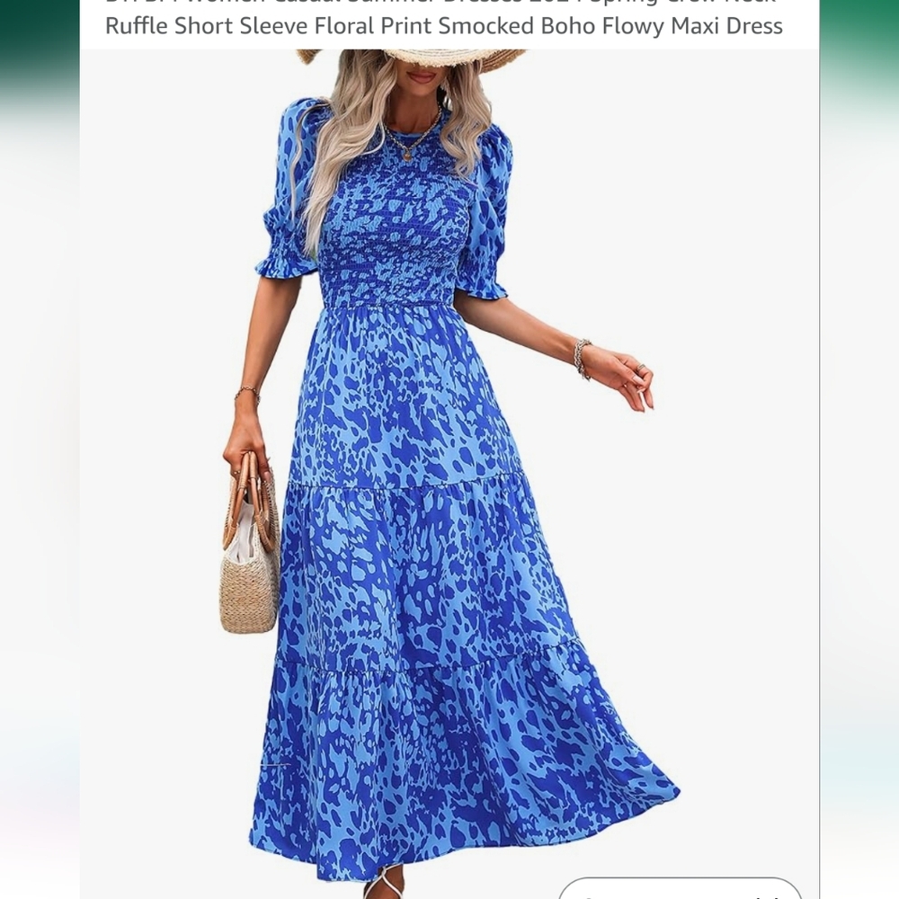 New womens small floral boho ruffle summer maxi dresses